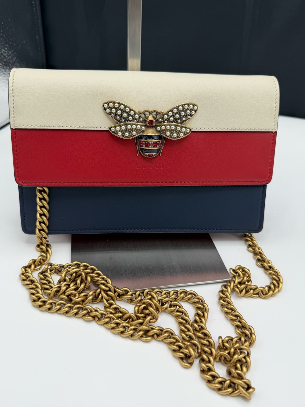 Gucci Queen Margaret Leather Wallet on Chain Crossbody Bag - Picture 1 of 9